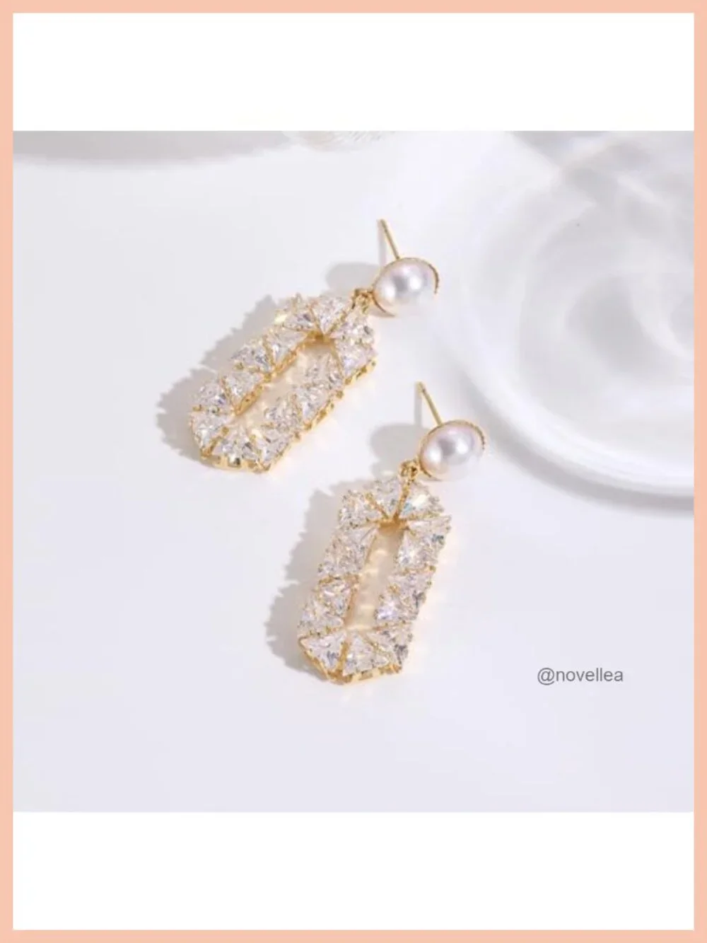 Sterling Silver Post Pearl & Cubic Zirconia Drop Dangle Earrings